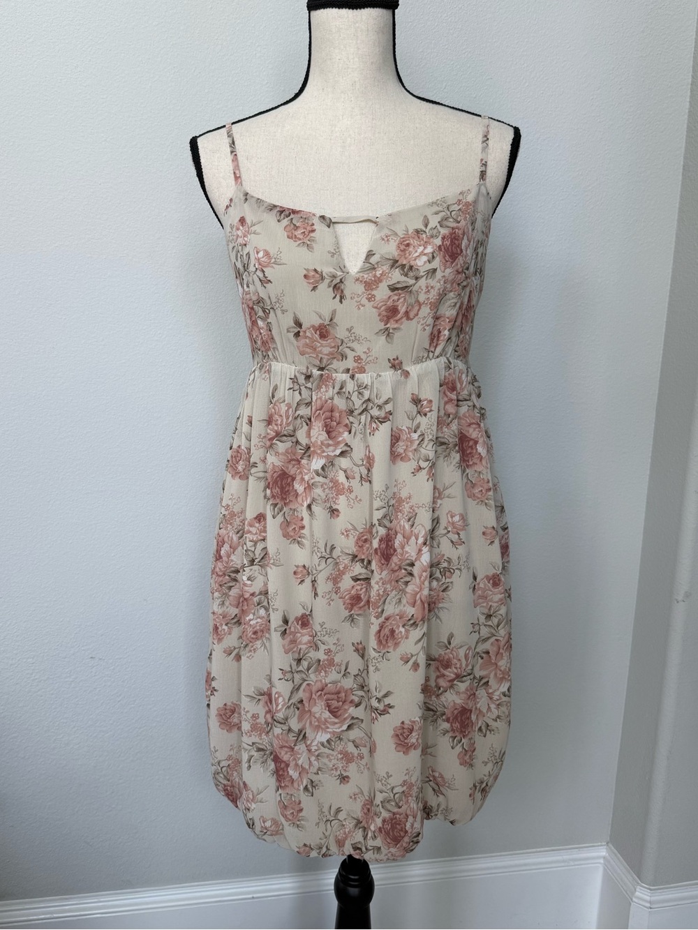 Walter Baker Floral Spaghetti-Strap Bubble Hem Dress